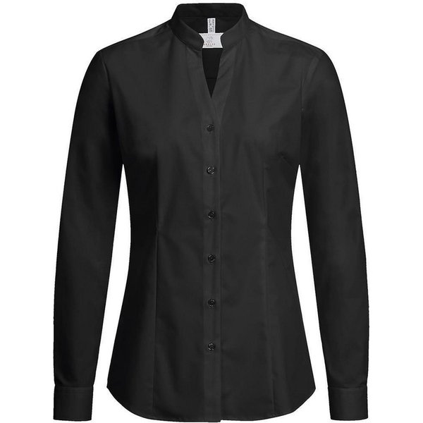GREIFF Langarmbluse Greiff Corporate Bluse BASIC Damen Stehkragen OEKO TEX® Schwarz