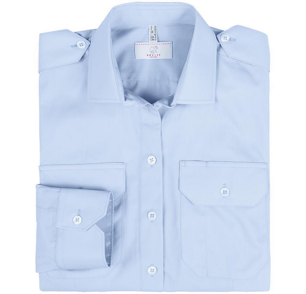 GREIFF Langarmbluse Greiff SIMPLE Damen Pilotbluse Langarm Kent Regular-Fit Hellblau – Bild 3 von 4