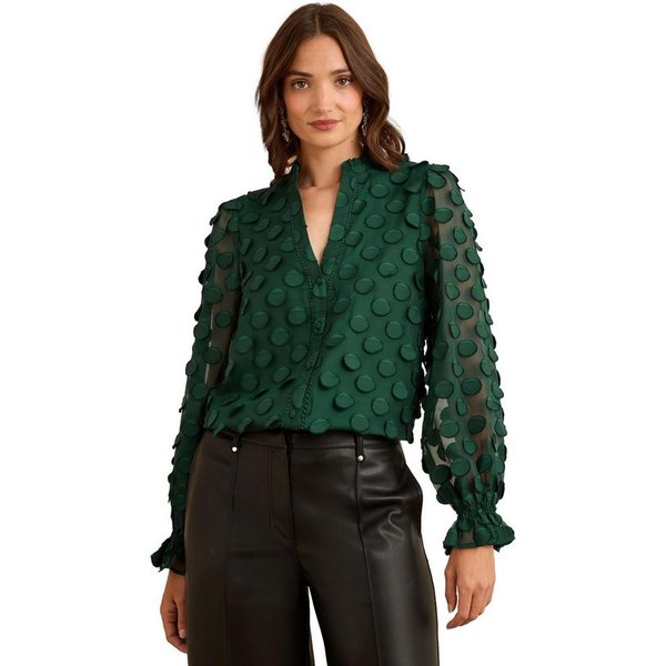 Love & Roses Langarmbluse Love & Roses Bluse mit 3D-Punkten, Regular (1-tlg)
