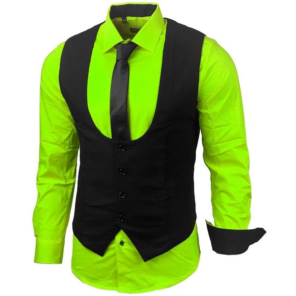 Baxboy Langarmhemd Baxboy Hemd/Weste/Krawatte Set Business Herrenanzug-Set HWKR B-101