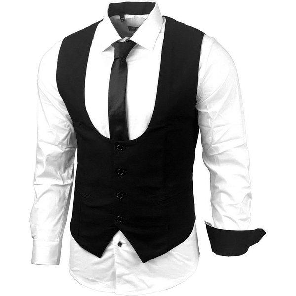 Baxboy Langarmhemd Baxboy Hemd/Weste/Krawatte Set Business Herrenanzug-Set HWKR B-101