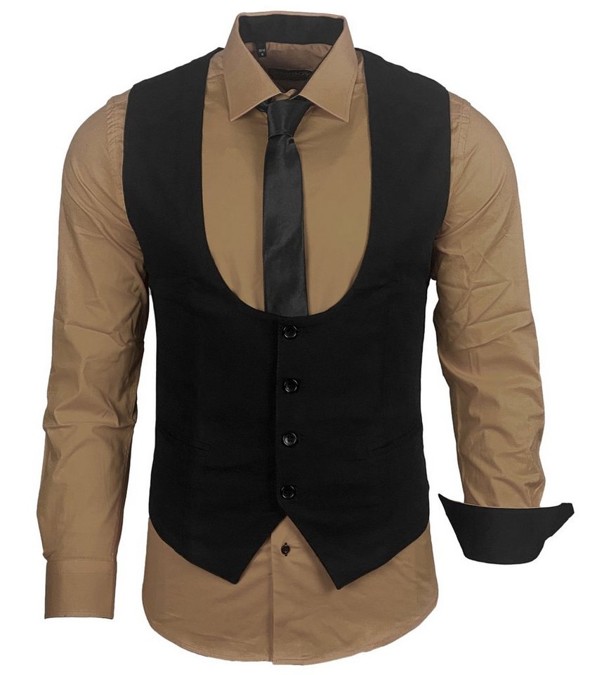 Baxboy Langarmhemd Baxboy Hemd/Weste/Krawatte Set Business Herrenanzug-Set HWKR B-101 – Bild 2 von 4