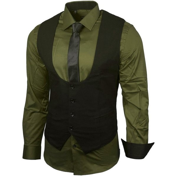 Baxboy Langarmhemd Baxboy Hemd/Weste/Krawatte Set Business Herrenanzug-Set HWKR B-101