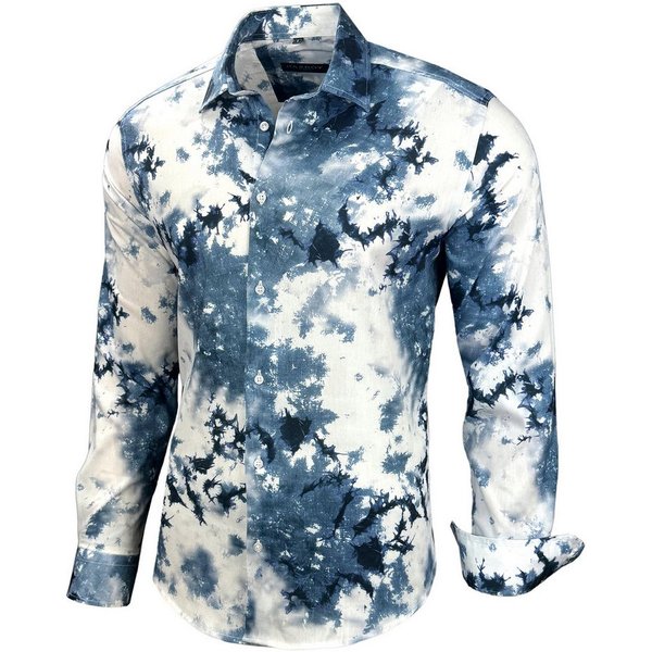 Baxboy Langarmhemd Baxboy Herren Batik Hemd Freizeitshemd Langarm Casual Shirt B-446