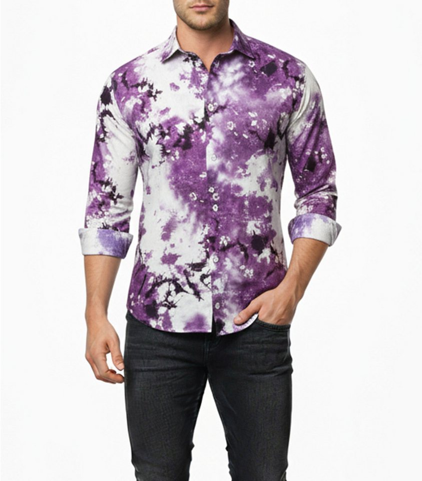 Baxboy Langarmhemd Baxboy Herren Batik Hemd Freizeitshemd Langarm Casual Shirt B-446 – Bild 2 von 5