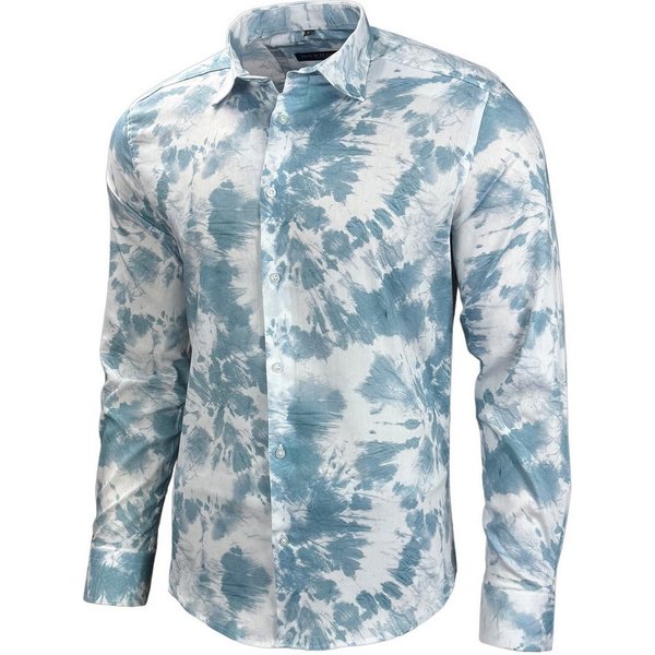 Baxboy Langarmhemd Baxboy Herren Geblümt Langarm Freizeithemd Hawaiihemd Batik B-448