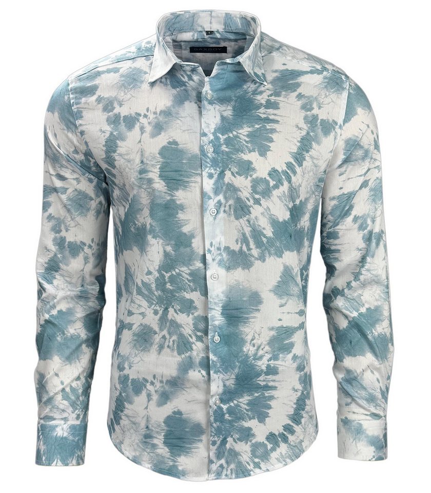 Baxboy Langarmhemd Baxboy Herren Geblümt Langarm Freizeithemd Hawaiihemd Batik B-448 – Bild 2 von 4