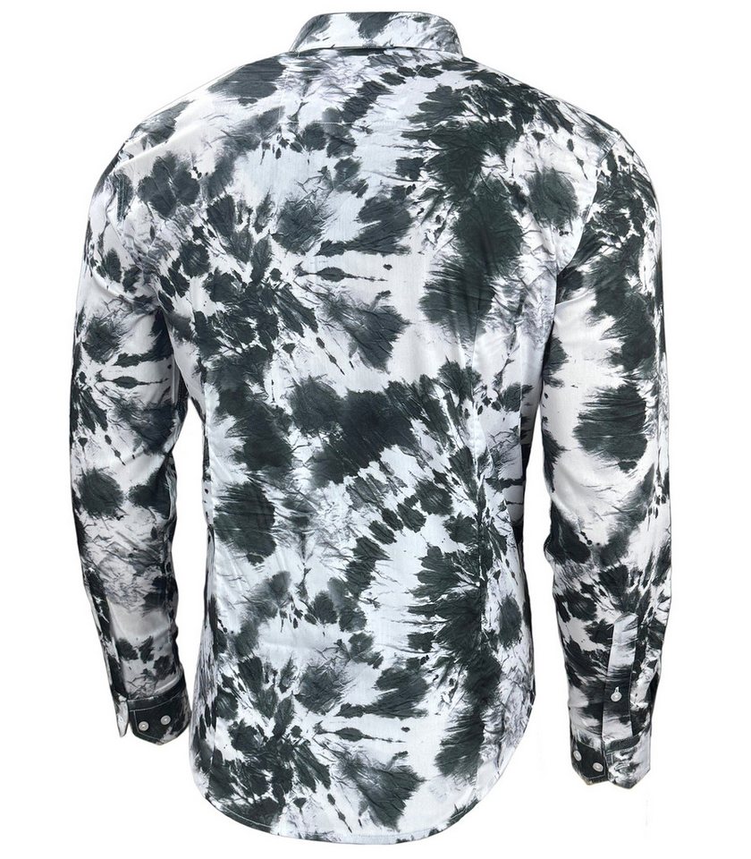 Baxboy Langarmhemd Baxboy Herren Geblümt Langarm Freizeithemd Hawaiihemd Batik B-448 – Bild 3 von 4