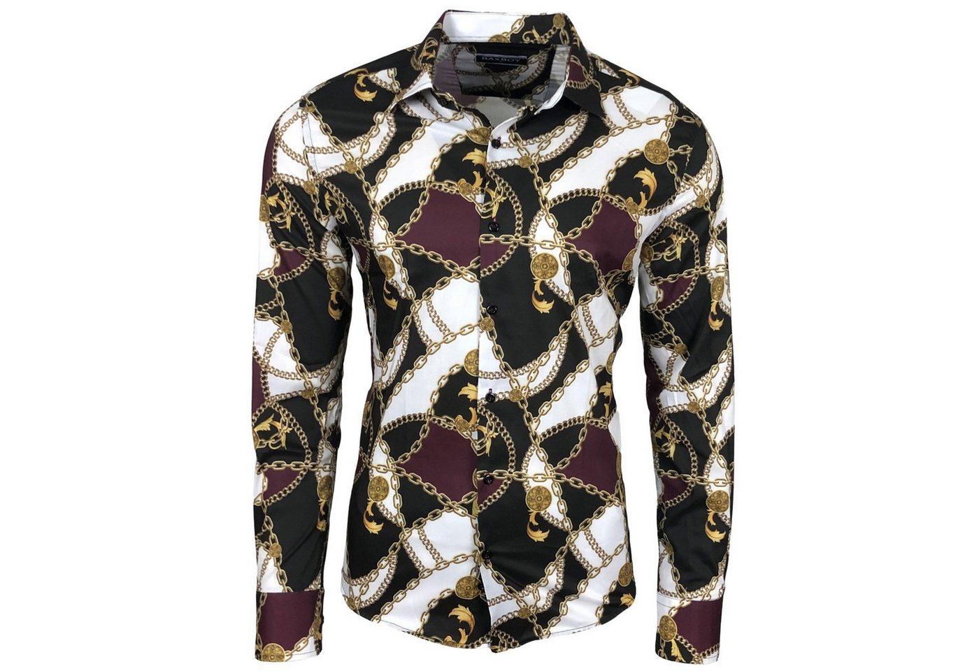 Baxboy Langarmhemd Baxboy Herren Hemd Freizeitshemd Langarm Blumen Casual Shirt – Bild 2 von 5