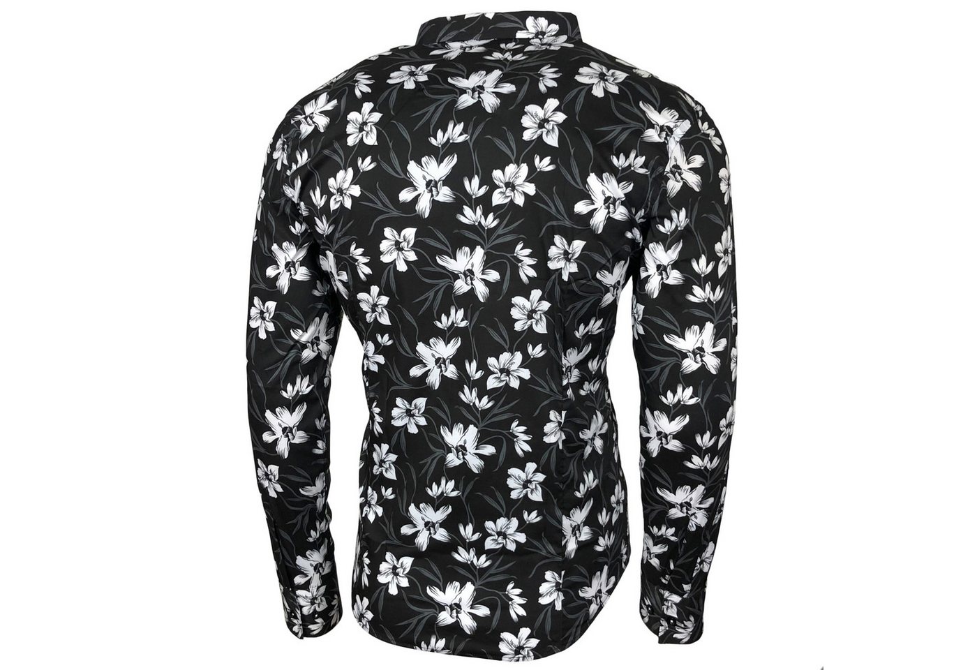 Baxboy Langarmhemd Baxboy Herren Hemd Freizeitshemd Langarm Blumen Casual Shirt – Bild 3 von 5