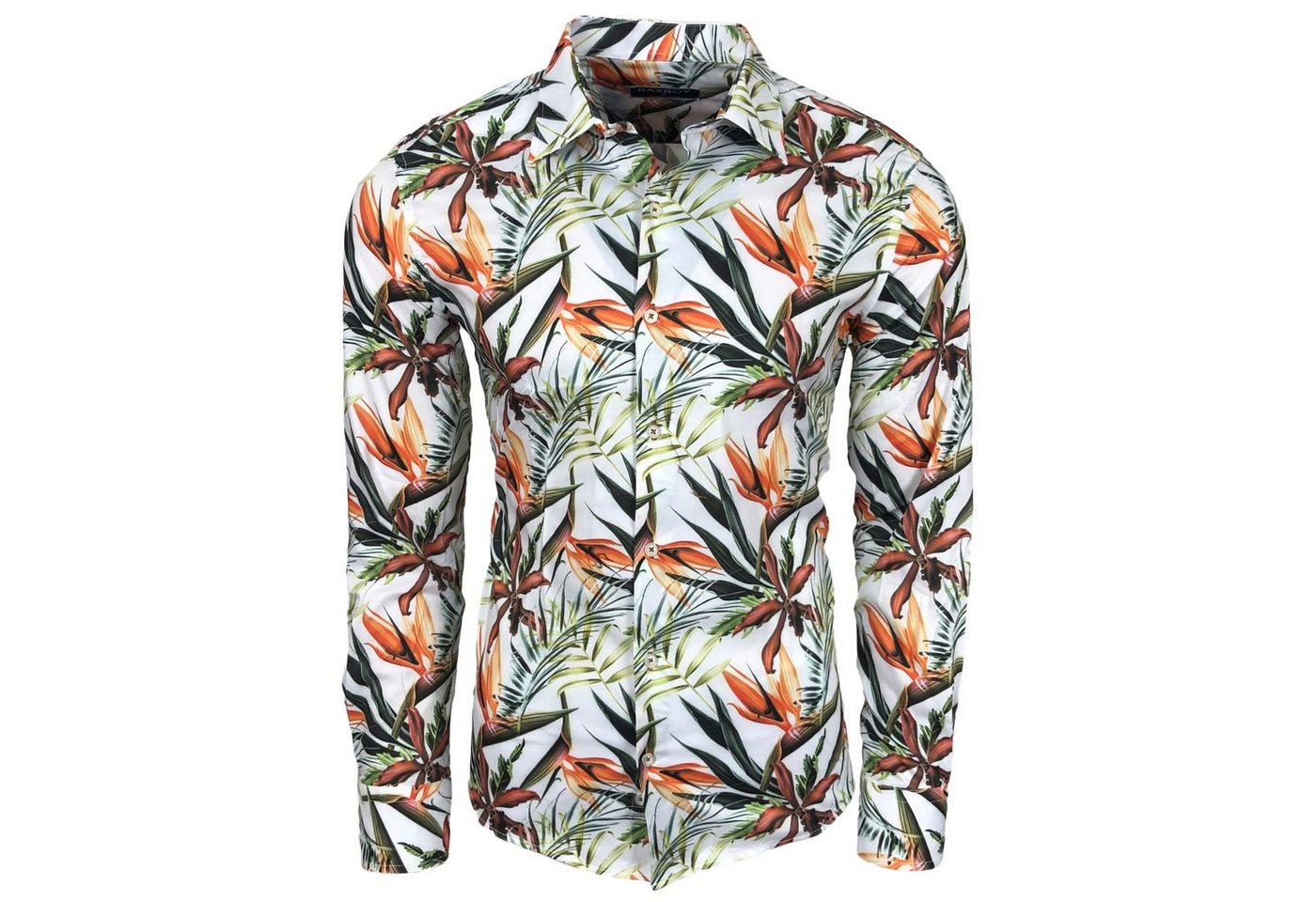 Baxboy Langarmhemd Baxboy Herren Hemd Freizeitshemd Langarm Blumen Casual Shirt – Bild 2 von 5