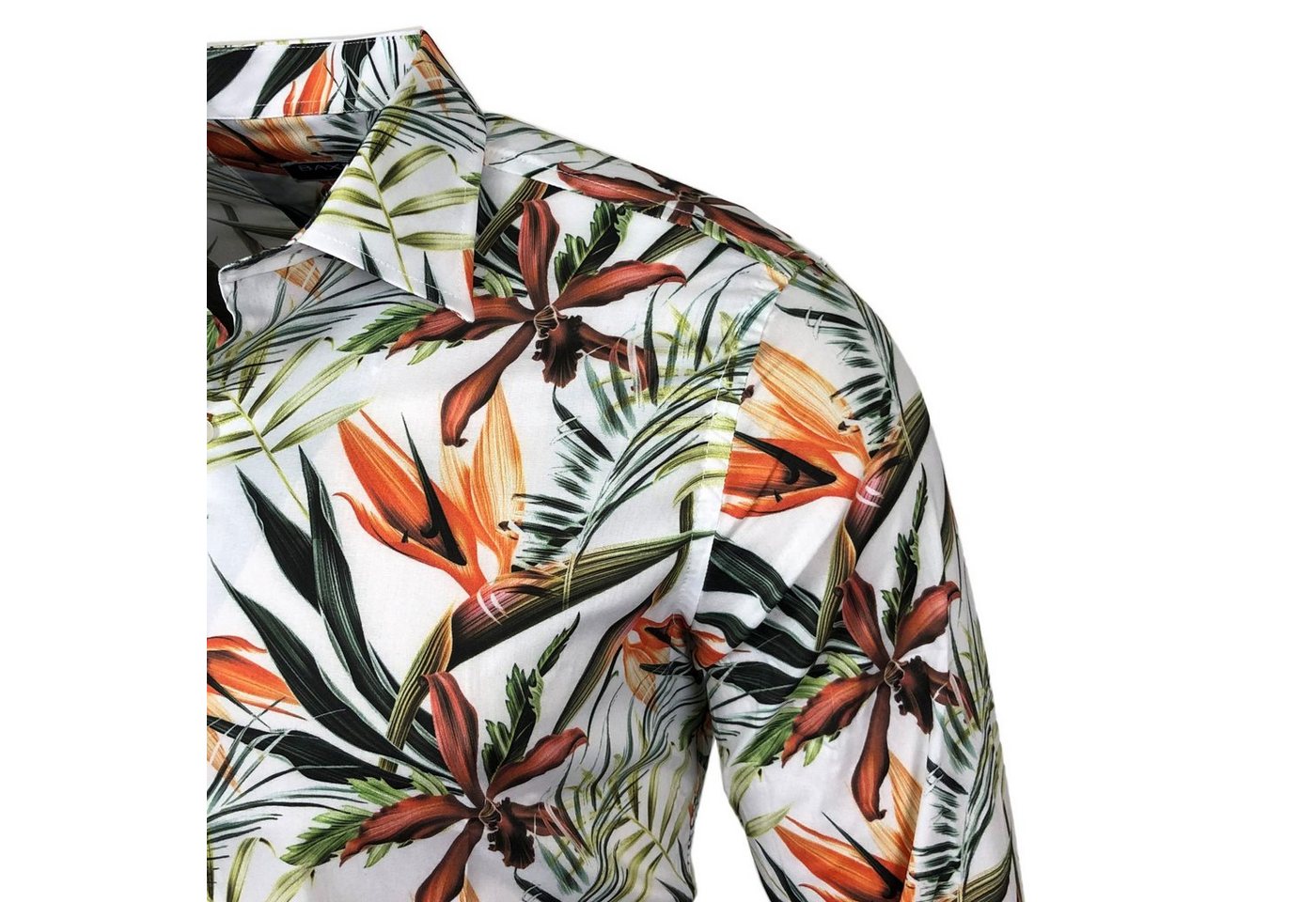 Baxboy Langarmhemd Baxboy Herren Hemd Freizeitshemd Langarm Blumen Casual Shirt – Bild 3 von 5