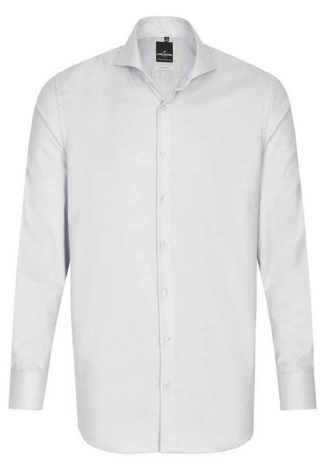 HECHTER PARIS Langarmhemd HECHTER Paris ESSENTIALS Herren Hemd Haifisch Shape-Fit Weiß – Bild 3 von 3