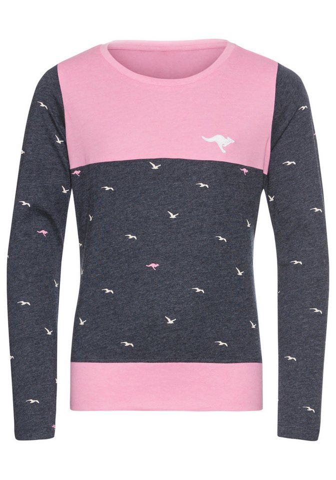 KangaROOS Langarmshirt Kangaroos-Allover Muster, mit Logo-Stickerei – Bild 5 von 5