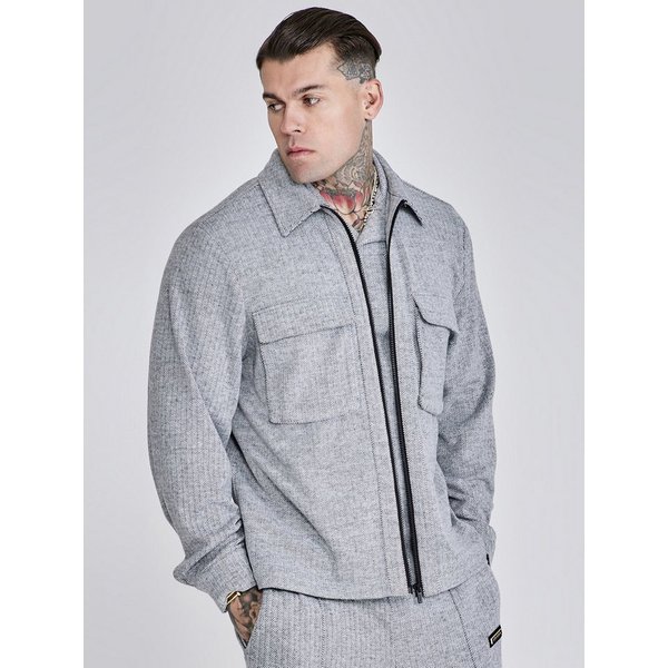 Siksilk Langarmshirt SikSilk Herren Graues Smart Overshirt