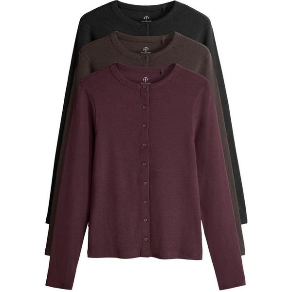 The Set Langarmshirt The Set gerippte Langarmshirts, 3er-Pack (3-tlg)