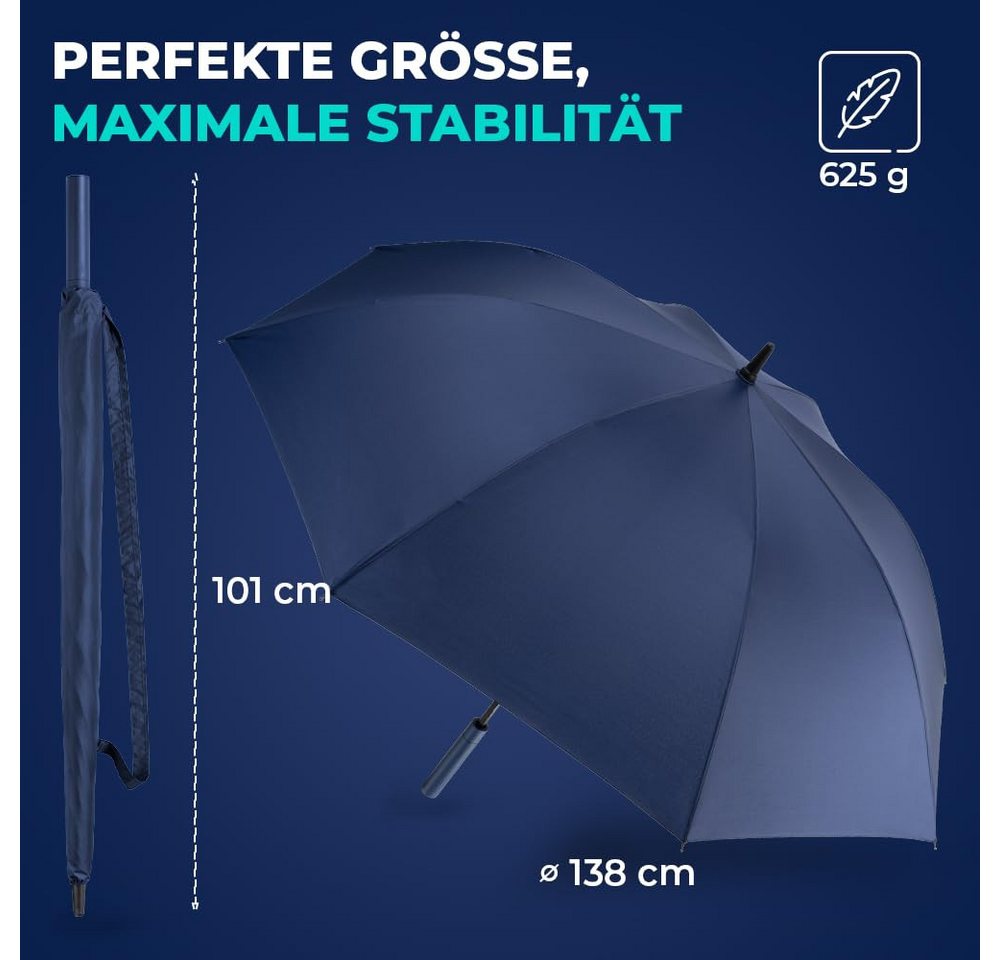 Langenberg Stockregenschirm XXL [Ø138 cm Spannweite] Windproof, Gastschirm PLAINE - LANGENBERG, ☑ Windproof-Funktion – Bild 4 von 5
