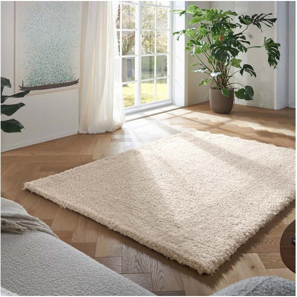 TaraCarpet Langflor-Teppich TaraCarpet Flokati Premium Langflorteppich Shaggy, rechteckig, Höhe: 52 mm, Flokati Hochflor Langflor weich beige Wohnzimmer Schlafz