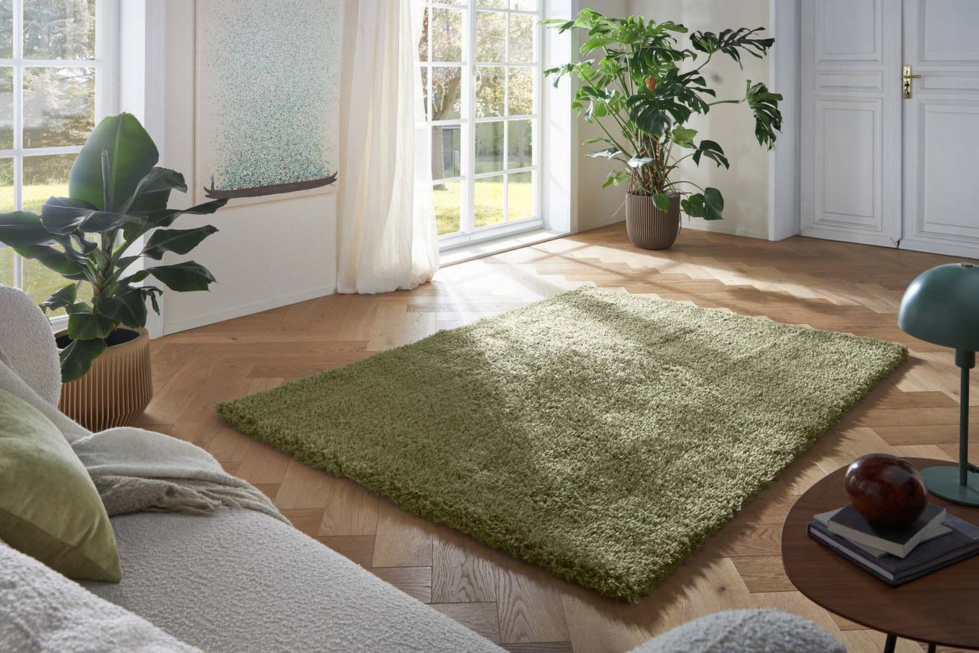 TaraCarpet Langflor-Teppich TaraCarpet Flokati Premium Langflorteppich Shaggy, rechteckig, Höhe: 52 mm, Flokati Hochflor Langflor weich grün Wohnzimmer Schlafzi – Bild 2 von 5