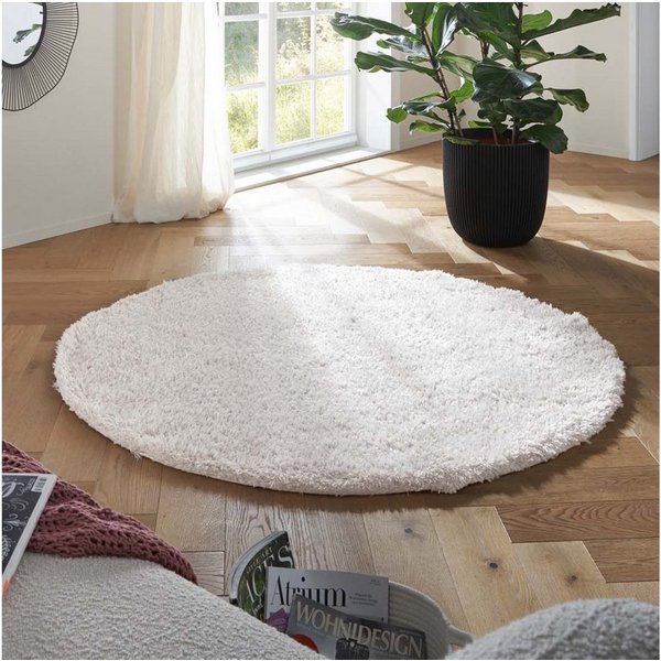 TaraCarpet Langflor-Teppich TaraCarpet Flokati Premium Langflorteppich Shaggy, rund, Höhe: 52 mm, Flokati Hochflor Langflor weich creme Wohnzimmer Schlafzimmer 