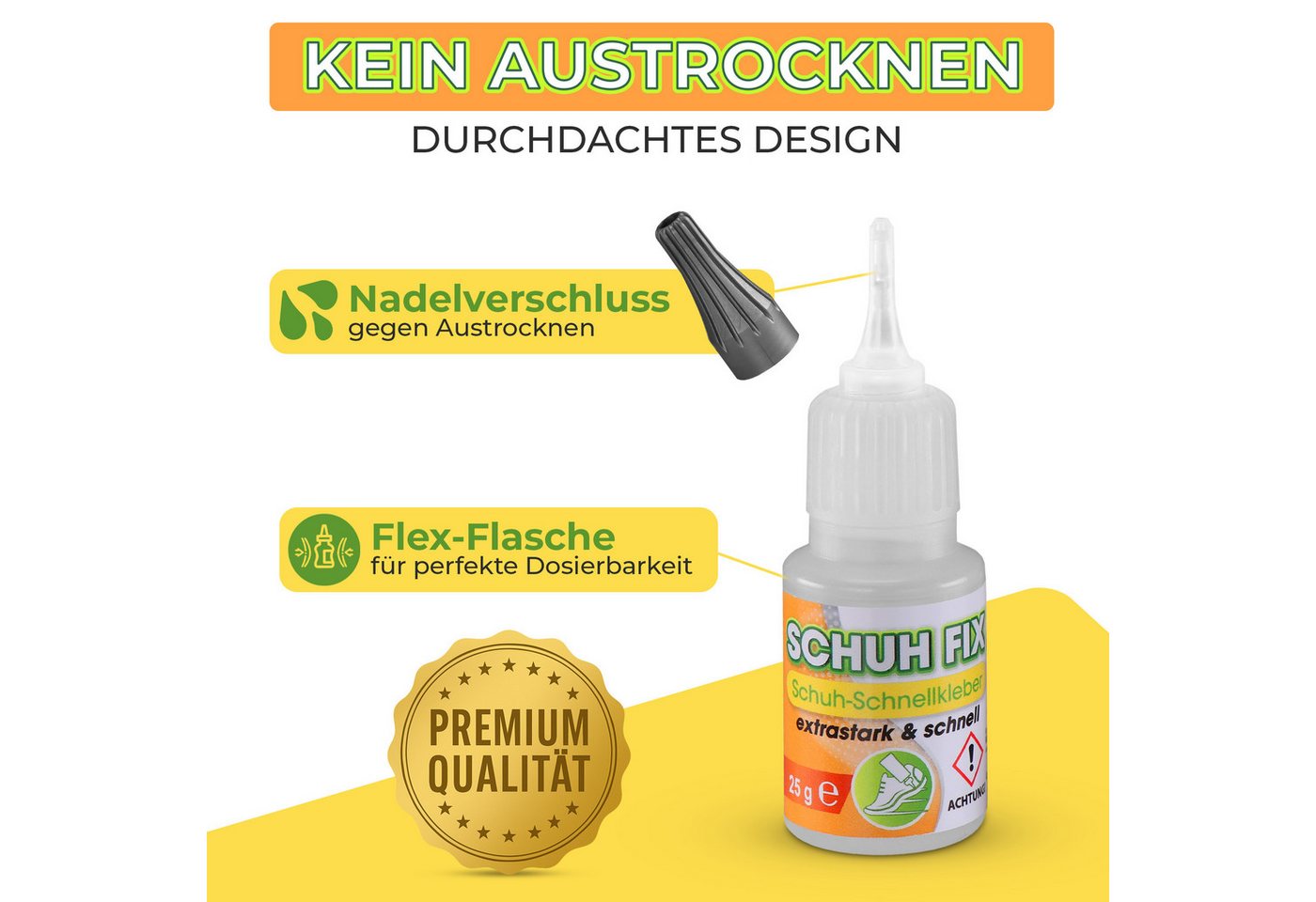 Langlauf Schuhbedarf Klebstoff Schuh Fix PRO Schuhschnellkleber 25g - Extra Stark & Wasserfest, (1-tlg) – Bild 3 von 5