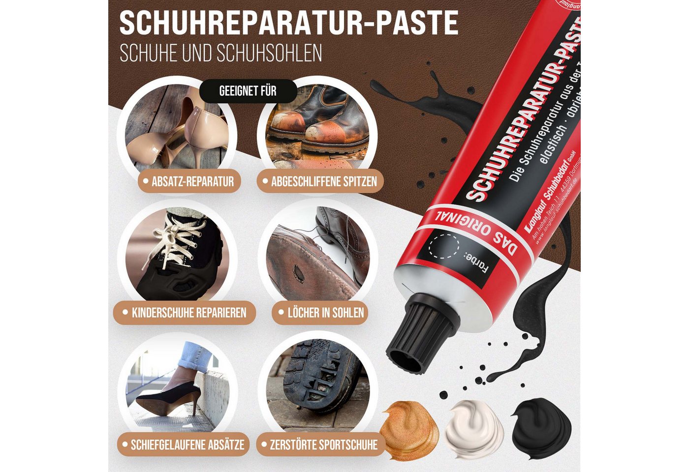 Langlauf Schuhbedarf Klebstoff Schuh Reparaturpaste, anthrazit, (1-tlg) – Bild 2 von 5