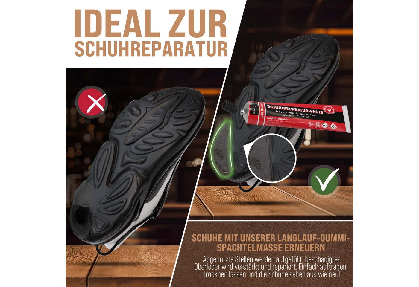 Langlauf Schuhbedarf Klebstoff Schuh Reparaturpaste, anthrazit, (1-tlg) – Bild 3 von 5
