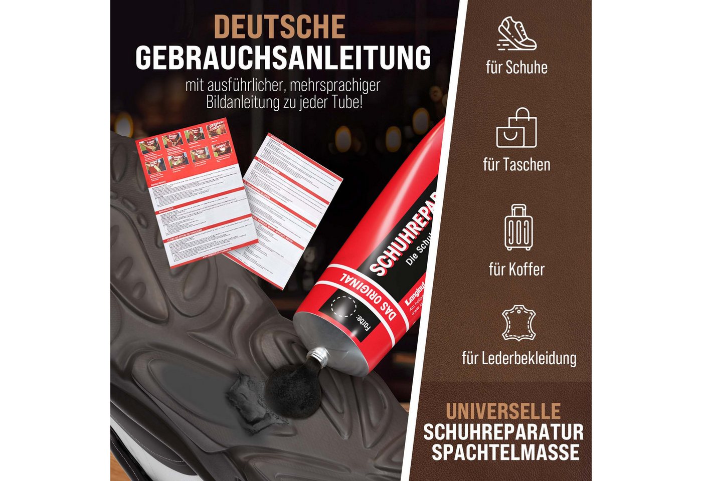 Langlauf Schuhbedarf Klebstoff Schuh Reparaturpaste, anthrazit, (1-tlg) – Bild 5 von 5