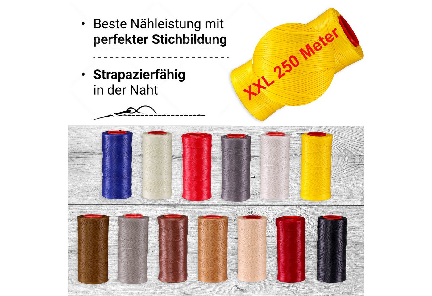 Langlauf Schuhbedarf Ledergarn gewachst 0,8mm - 250m Sattlergarn 100% Polyester Nähgarn – Bild 4 von 5