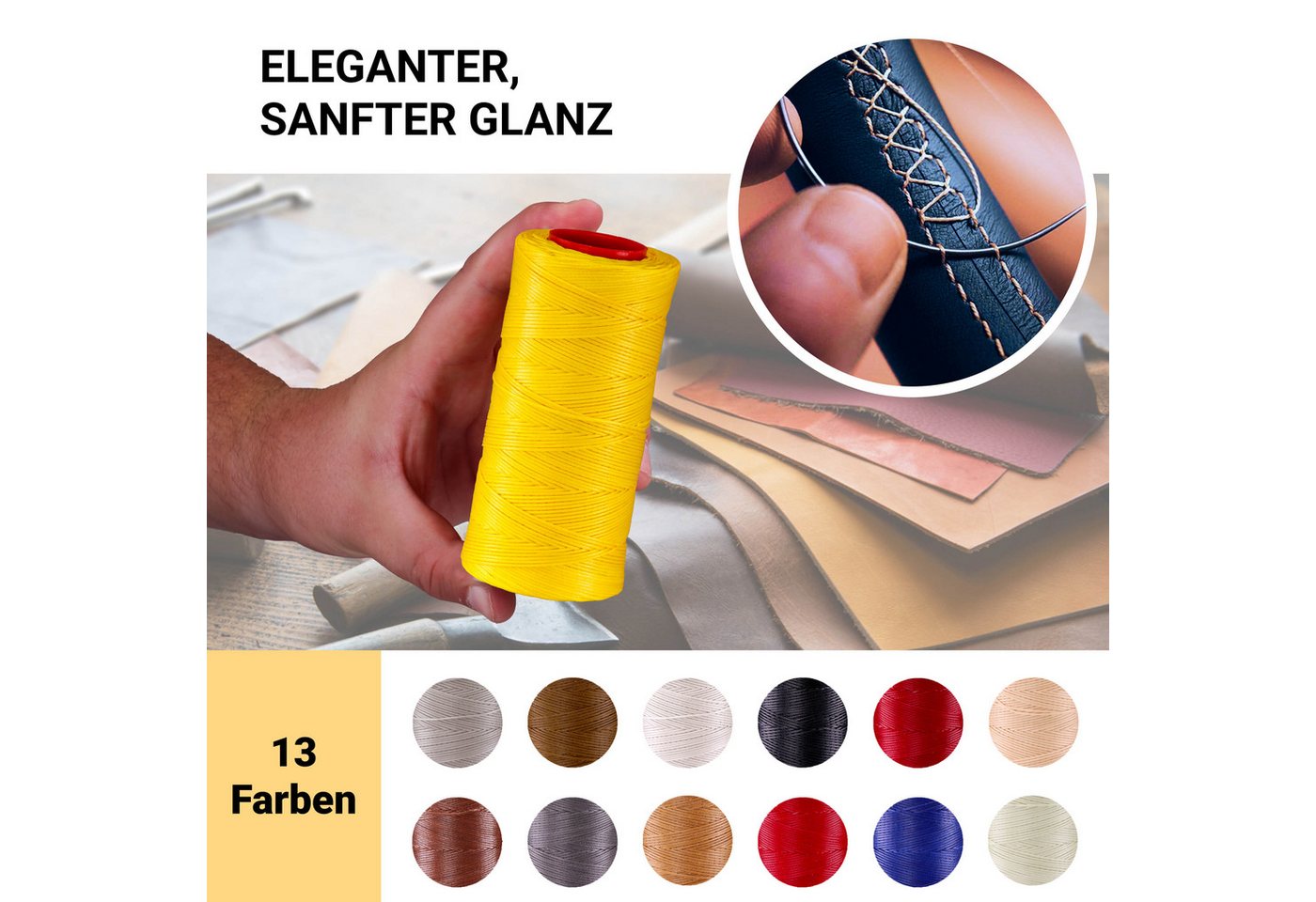 Langlauf Schuhbedarf Ledergarn gewachst 0,8mm - 250m Sattlergarn 100% Polyester Nähgarn – Bild 5 von 5