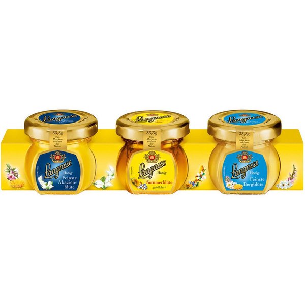 Langnese Honig, Langnese Mini Imker Spezialitäten Akazien Sommerblüte Bergblüte 3x33g