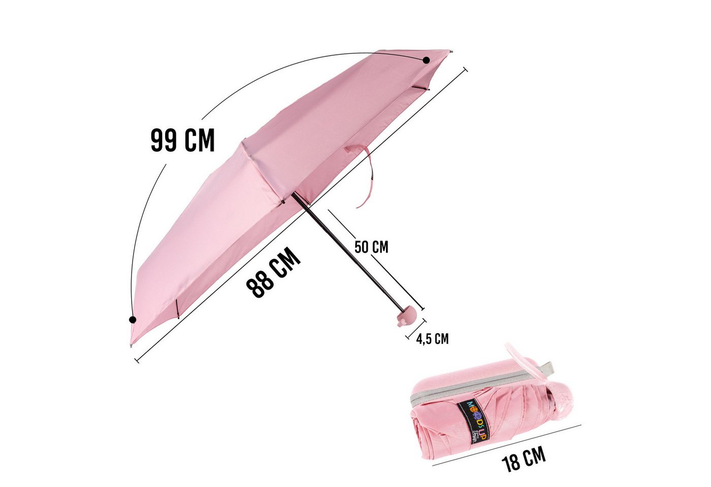 BIGGDESIGN Langregenschirm Biggdesign Moods Up Mini-Regenschirm – Pink, kompakt & ideal für unter – Bild 2 von 5