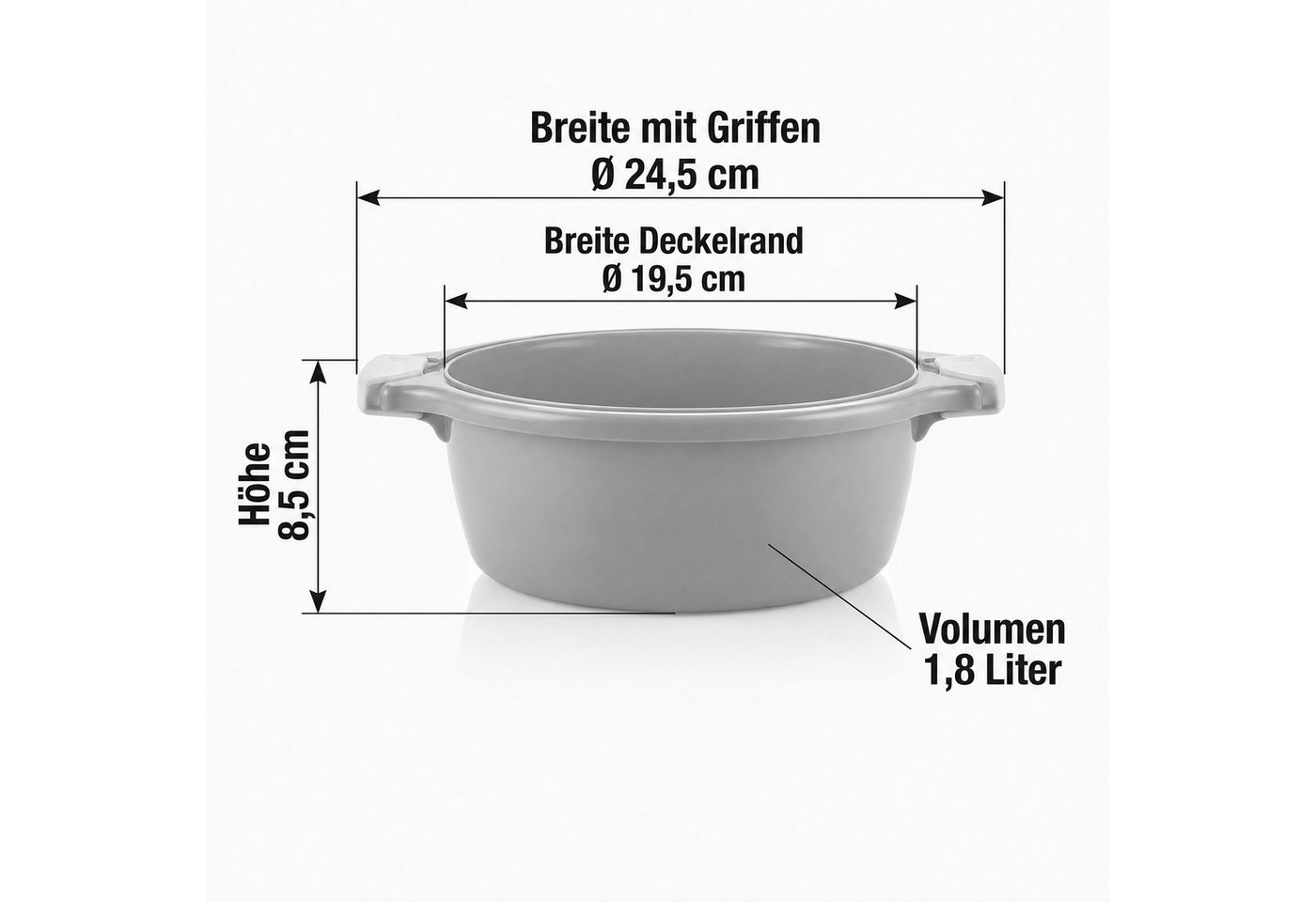 Lantelme Mikrowellenbehälter Mikrowellengeschirr Grau Mikrowellenschüssel mit Dampfventil, (2-tlg., 2 Stück Set Mikrowellenschüssel Volumen 1,8 Liter Volumen),  – Bild 5 von 5
