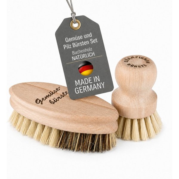 Lantelme Reinigungsbürsten-Set Obst Gemüse Champignonbürsten Gemüsebürste Obstbürste, Gemüse, Pilze, Obst, Karotten, Kartoffel, (2-tlg), Bürste aus Holz und Nat
