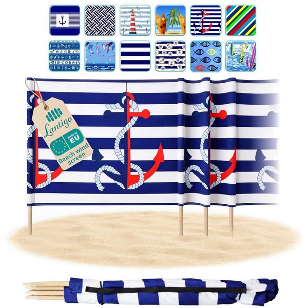 Lantigo Windschutz Sichtschutz Sonnenschutz Strandparavent aus Mikrofaser – portabel, (Wassermelone, Länge: 4 m), - Faltbarer Sonnenschutz für Strand, Camping &