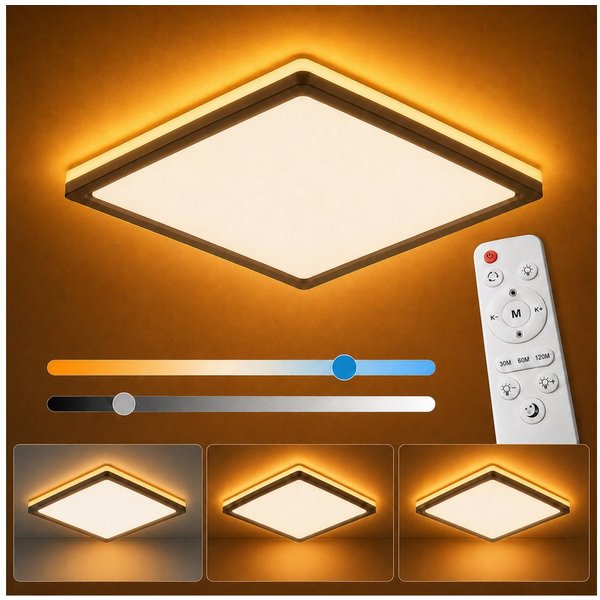Lapamax LED Deckenleuchte LED Deckenleuchte Flach, Ø30CM, 24W 3200LM Dimmable mit Fernbedienung, dimmbar, Timer, Memory-Funktion, 3 Lichtmodi, LED, fest integri