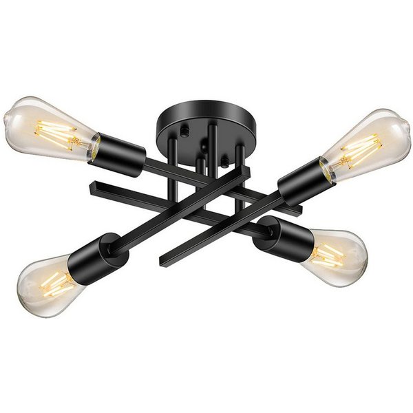 Lapamax LED Deckenleuchte Sputnik Deckenleuchte Wohnzimmer E27 Deckenlampe Schwarz Kronleuchter, 4/6 flammig Industrial Halbbündige Montage Deckenleuchten für K