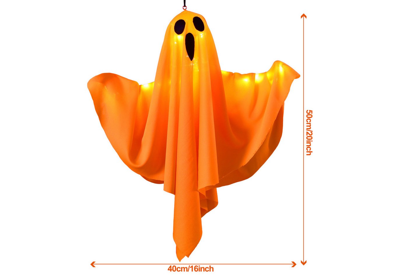 Lapamax LED-Lichterkette Halloween-Gespenst, Hängende Geister, warmweiß, 3 Lichtmodi, Batteriebetrieb, Stofffigur für Garten,Terrasse, Hof,Veranda – Bild 2 von 5