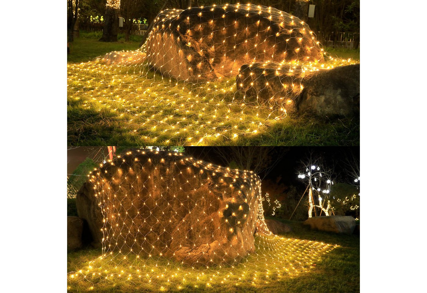Lapamax LED-Lichternetz LED Lichternetz Netz Warmweiß 2x3M/4x6M für Weihnachten, für Weihnachten, Halloween, Party, Geburstag, Hochzeit – Bild 4 von 5