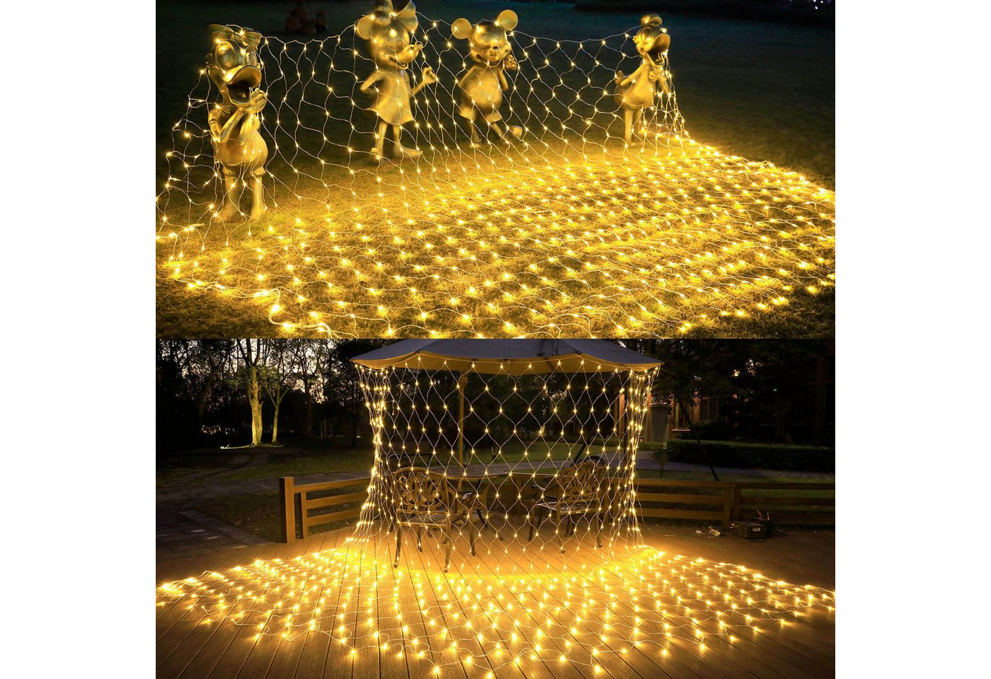 Lapamax LED-Lichternetz LED Lichternetz Netz Warmweiß 2x3M/4x6M für Weihnachten, für Weihnachten, Halloween, Party, Geburstag, Hochzeit – Bild 3 von 5