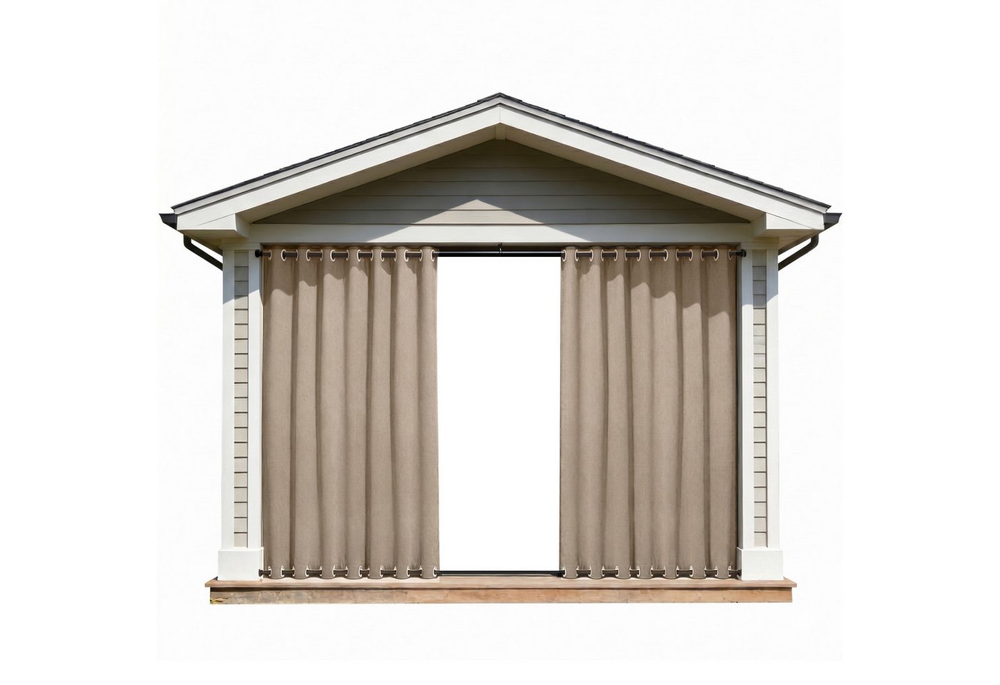 Lapamax Outdoorvorhang 100% Blickdicht Sonnenschutz Wasserdicht Hohe Dichte Gardine (2 St), 1/2 Stücke mit Ösen Vorhang für Außen Garten Terrasse Pavillon – Bild 2 von 5