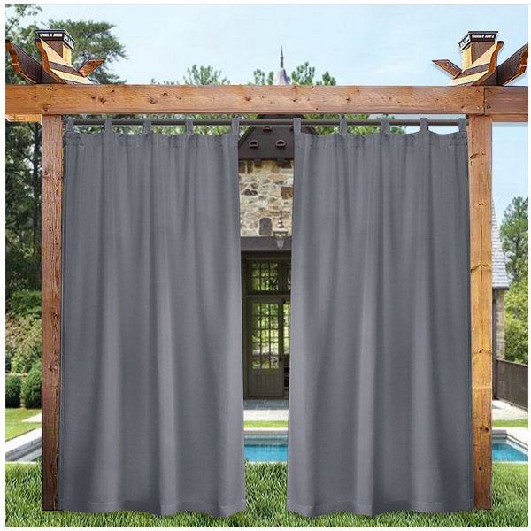 Lapamax Outdoorvorhang Wasserfest Sonnenschutz Winddicht Gardine mit Klettband, 1/2 Stück (4 St), Schlaufen, Polyester, UV-Schutz Outdoor gardinen, für Balkon T