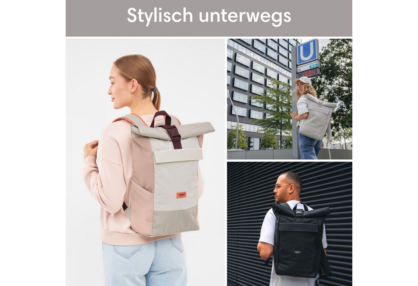 LARKSON Cityrucksack No 4, Rolltop Damen Herren, Laptop Fach (1-tlg), Wasserabweisend – Bild 2 von 5