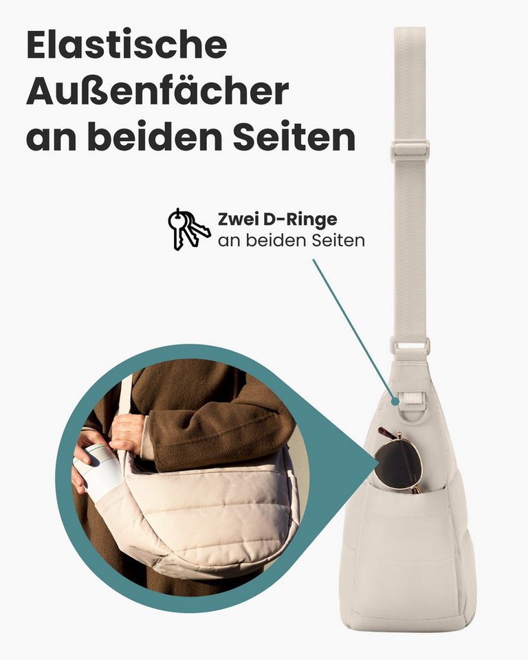 LARKSON Umhängetasche Emma Half Moon Bag, Puffer Halbmondtasche mit vielen Fächern – Bild 4 von 5
