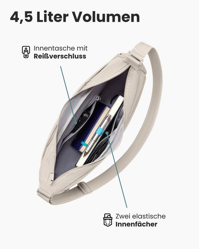 LARKSON Umhängetasche Emma Half Moon Bag, Puffer Halbmondtasche mit vielen Fächern – Bild 5 von 5