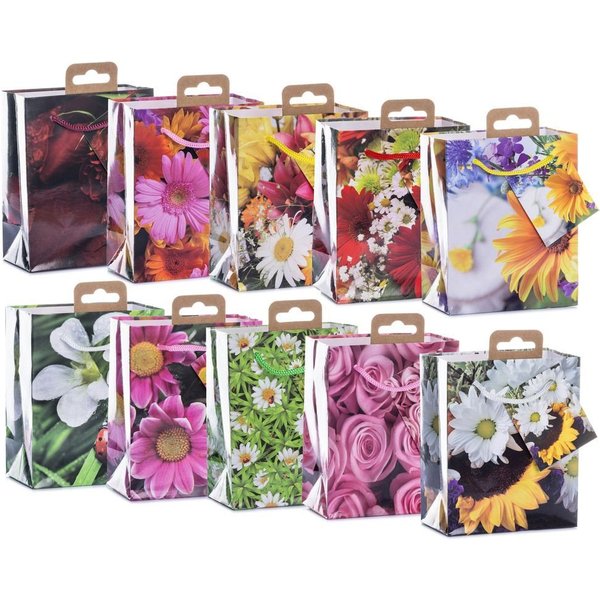 laro Geschenkbox Premium Klein Geschenktüten Geschenktaschen 10-100 Stk Mini Blumen (10 St)