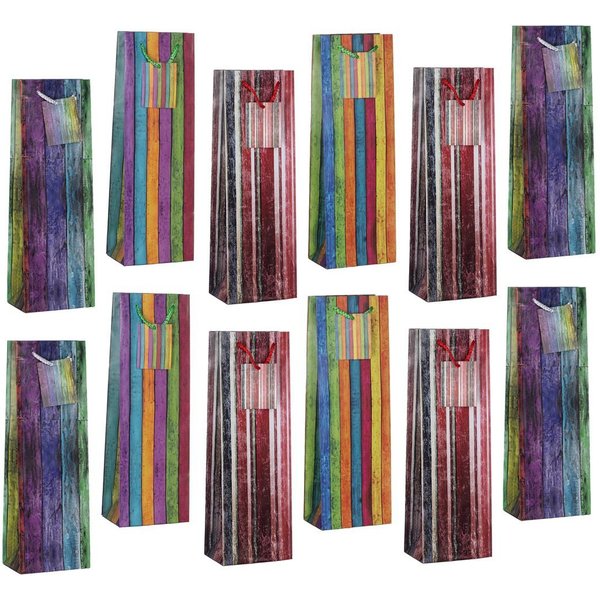 laro Geschenkbox PREMIUM-LINE Flaschentüten Streifen Bunt Flaschetache 12/24/48/96stk (12 St)
