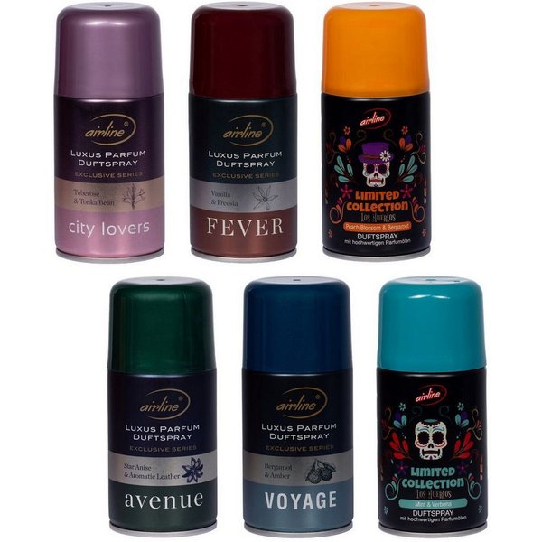laro Raumduft Premium Airline Duftspray 6er Mix 250ml Vorteilspaket Nachfüller (6-St)