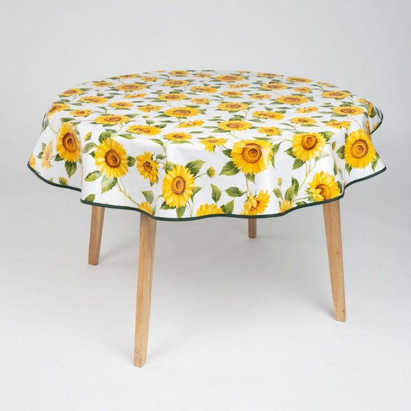 laro Tischdecke 160cm runde Wachstuchtischdecke Saum-Eingefasst