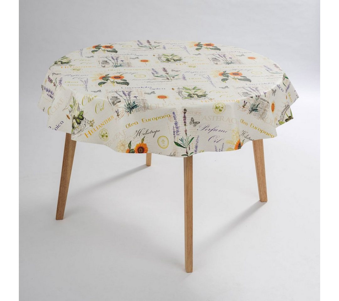 laro Tischdecke Wachstuch-Tischdecken Abwaschbar Olive Sonnenblume Sommer Rund 140cm – Bild 3 von 5